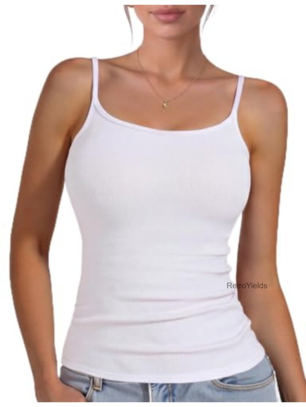 Women's Ribbed Knit Tank Top Sleeveless Scoop Neck Crop Fitted Stretch